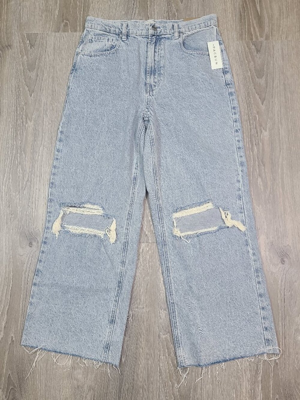PacSun Light Wash Distressed High Rise Crop Wide Leg Jeans Size 29 NWT
